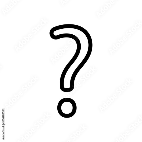 Question mark icon Black and white outline vector