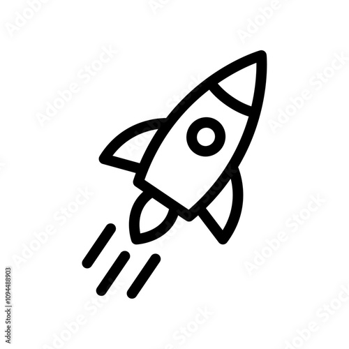 Rocket icon Black and white outline vector