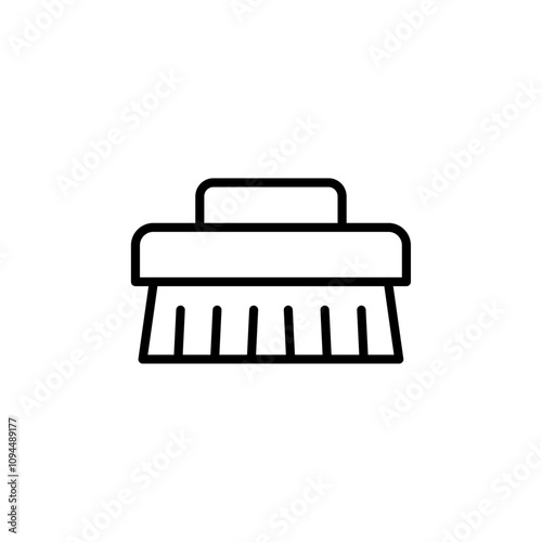 Scrubbing brush icon Black and white outline vector