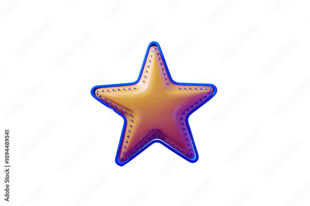 A vibrant 3D rendered starfish with a blue outline and purple accents. background removed A vibrant 3D rendered starfish with a blue outline and purple accents. background removed