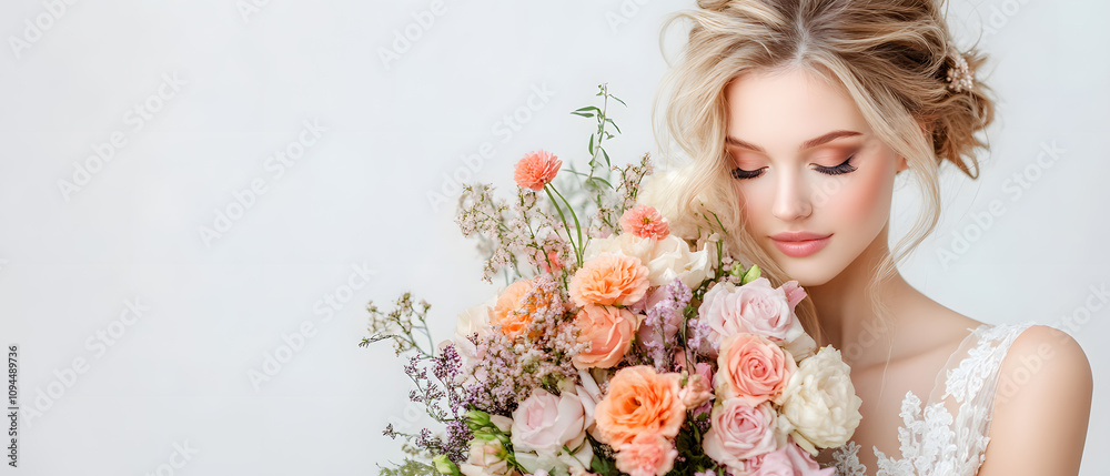 Wedding photos with a clean background for free space for text. For use with advertising banners for weddings or Valentine's Day. Wedding photos with a clean background for free space for text. For use with advertising banners for weddings or Valentine's Day.