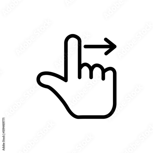 Swipe right icon Black and white outline vector