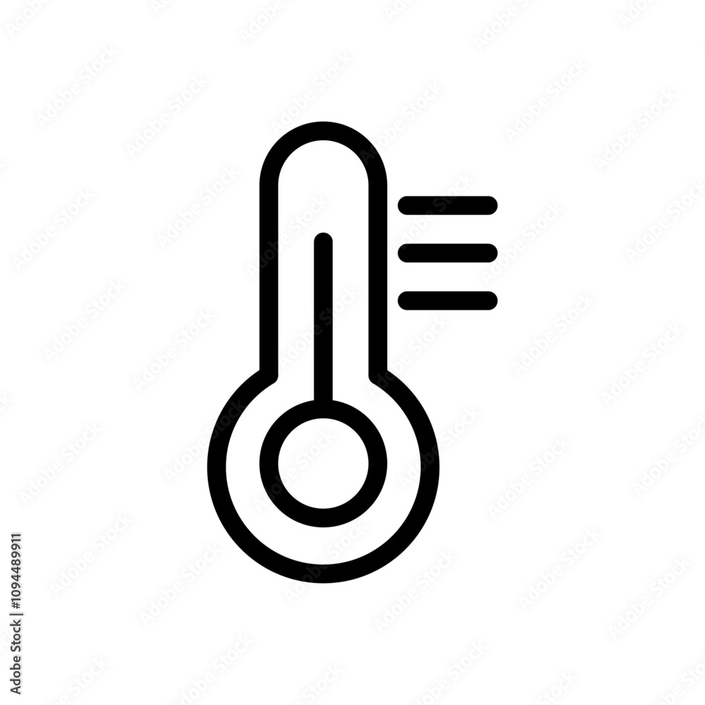 Thermometer icon Black and white outline vector Thermometer icon Black and white outline vector
