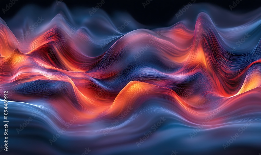 Obraz premium Abstract waves of vibrant colors create a dynamic, flowing visual representation.