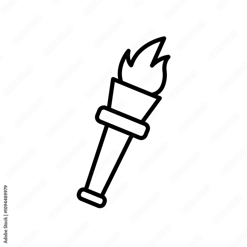 Obraz premium Torch flame icon Black and white outline vector
