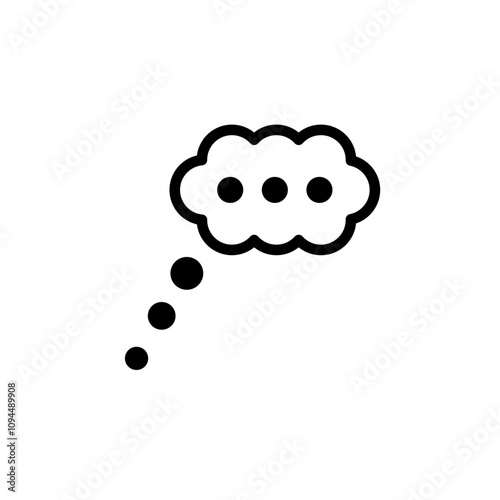 Thinking bubble icon Black and white outline vector