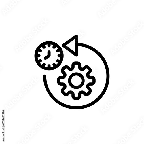 Time management icon Black and white outline vector