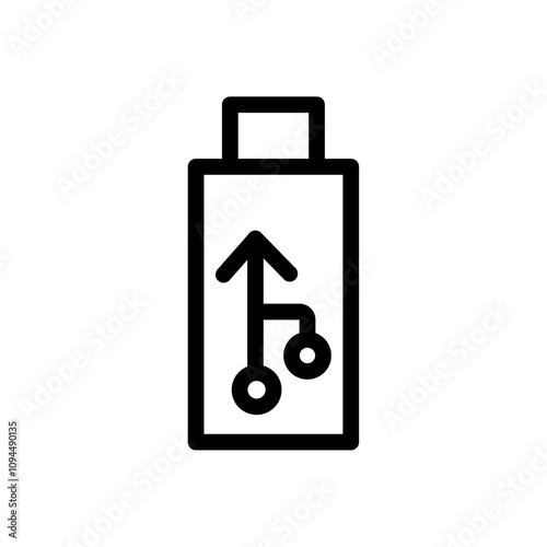 Usb stick icon Black and white outline vector