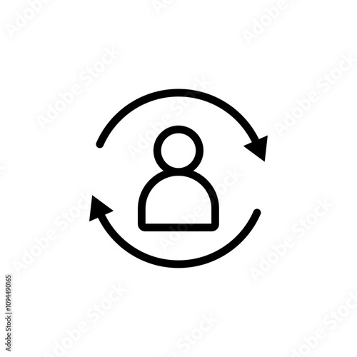 User switch icon Black and white outline vector