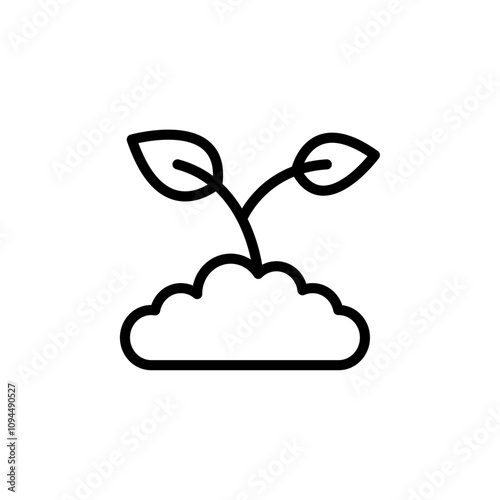 Young sprout icon Black and white outline vector