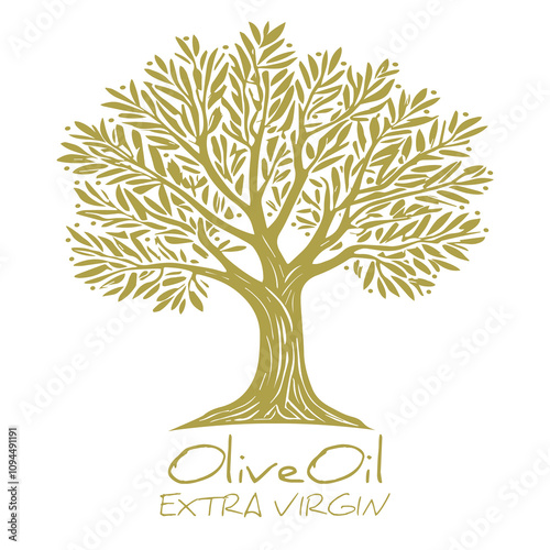Olive Tree. Extra virgin olive oil symbol. Symbol of culture and Mediterranean food