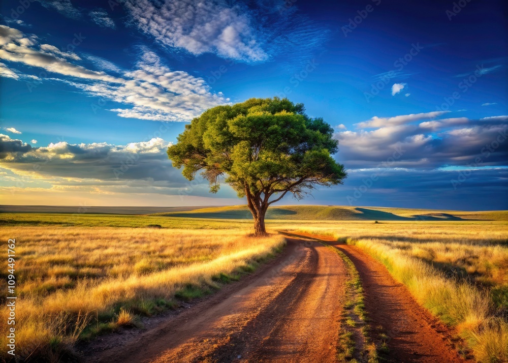 Isolated Tree at Trail's End in Remote Landscape – Nature Serenity, Solitude, and Wilderness Beauty Isolated Tree at Trail's End in Remote Landscape – Nature Serenity, Solitude, and Wilderness Beauty