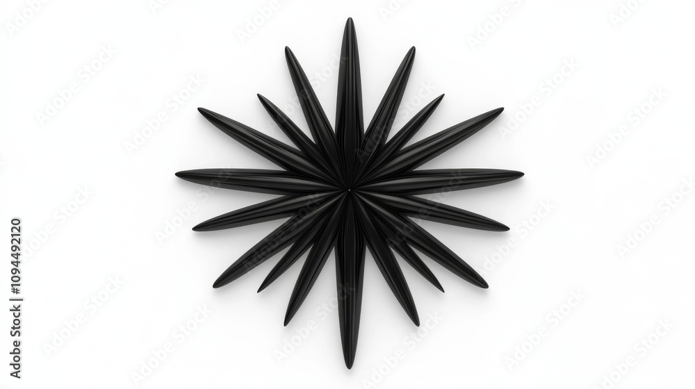 Black Slavic-inspired symmetrical design with delicate lines and sharp angles, floating over white background with space for text Black Slavic-inspired symmetrical design with delicate lines and sharp angles, floating over white background with space for text