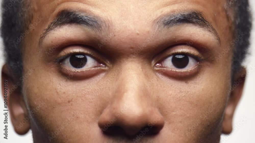 Close-up of young man raising eyebrows in shock Close-up of young man raising eyebrows in shock