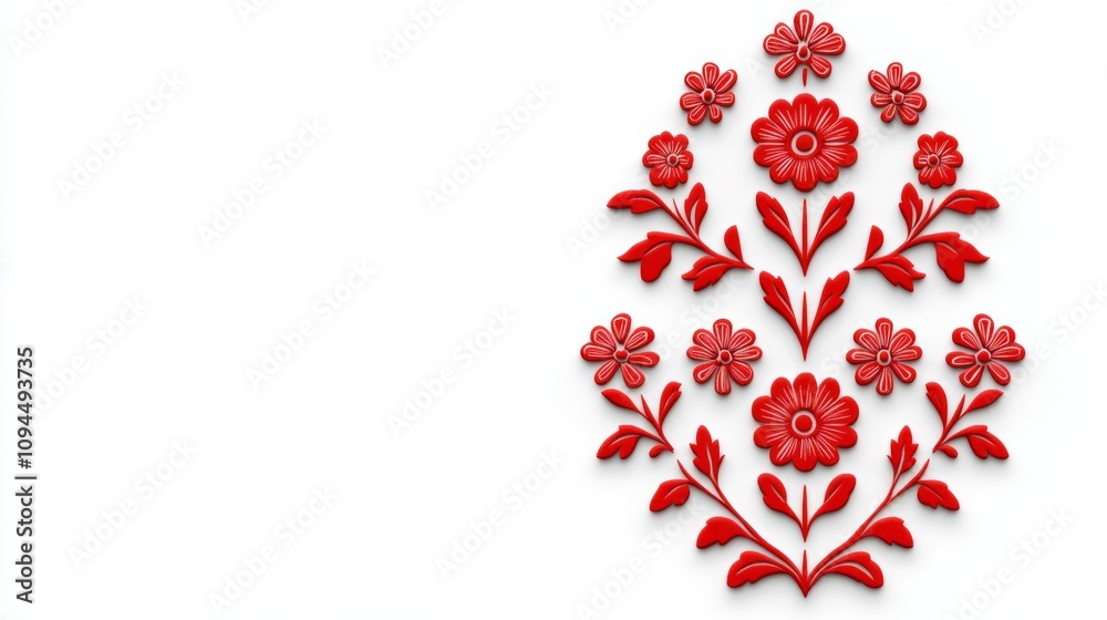Minimalistic Slavic ornament in red, featuring geometric lines and crosses, isolated on a white background with space for text Minimalistic Slavic ornament in red, featuring geometric lines and crosses, isolated on a white background with space for text