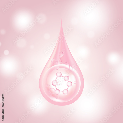 Pink collagen serum or essence drop, gluta cosmetic product