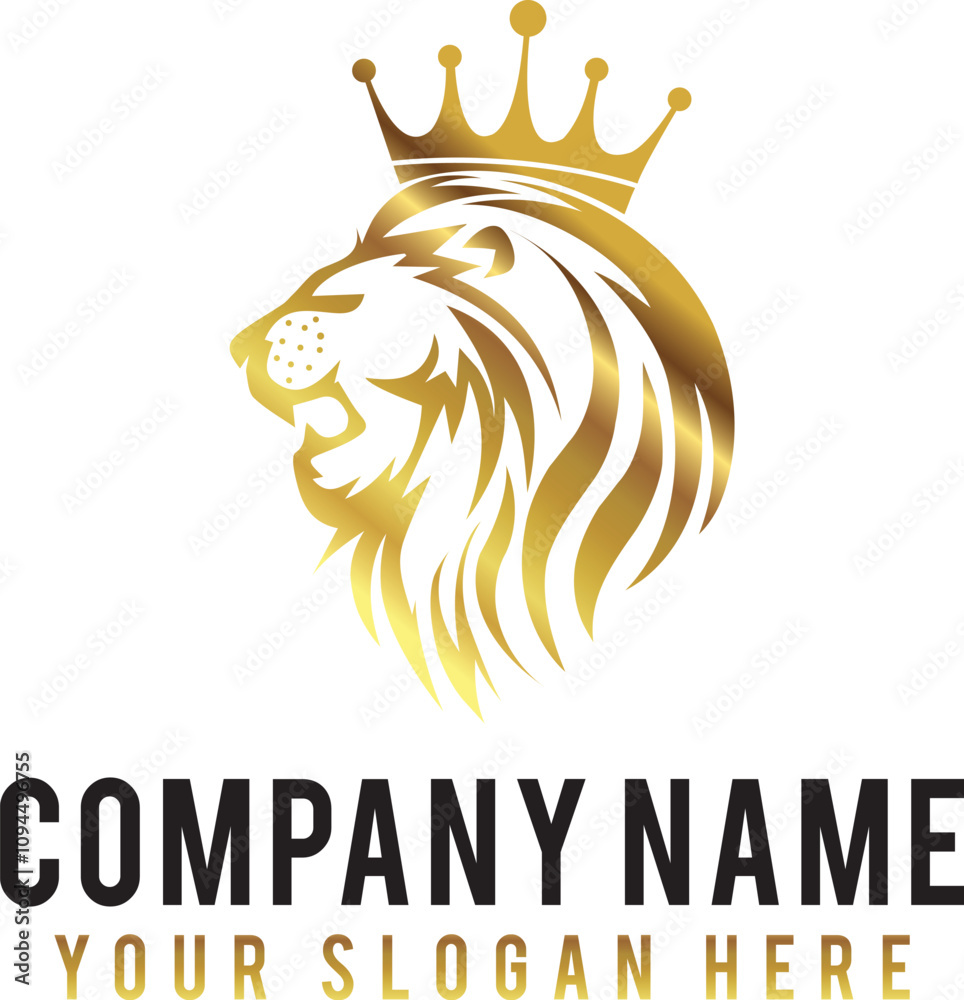 Fototapeta premium Gradient lion with crown logo template vector editable vector logo design