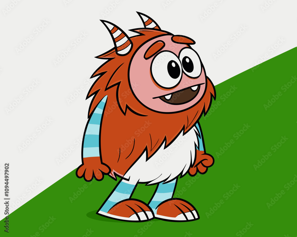 Obraz premium Pink and Blue Monster with Large Eyes and Big Feet