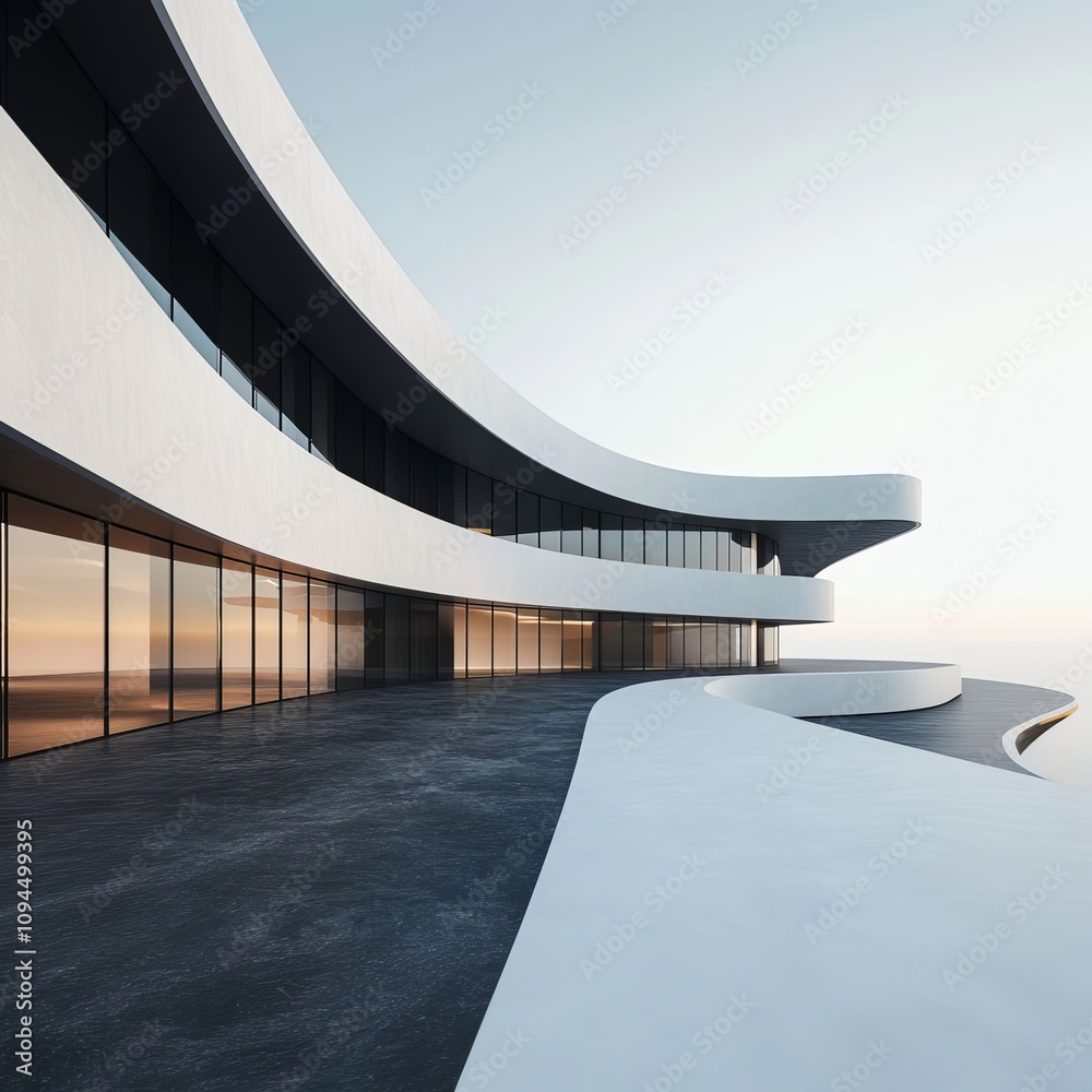 Fototapeta premium Futuristic, minimalist and streamlined style architectural design. 
