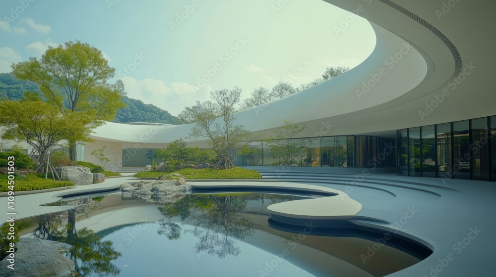 Futuristic, minimalist and streamlined style architectural design. Futuristic, minimalist and streamlined style architectural design.