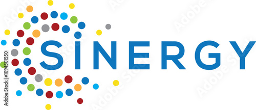 logo Synergy, the concept of two or more entities working together, The interlocking circles represent the coming together of diverse elements logo