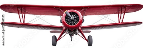 Airplane Biplane. Vintage Retro Propeller Plane with Piston Engine