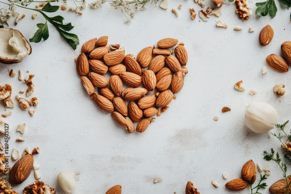 Almond Heart. Nutritious Almond Shaped as Heart on White Organic Background Almond Heart. Nutritious Almond Shaped as Heart on White Organic Background