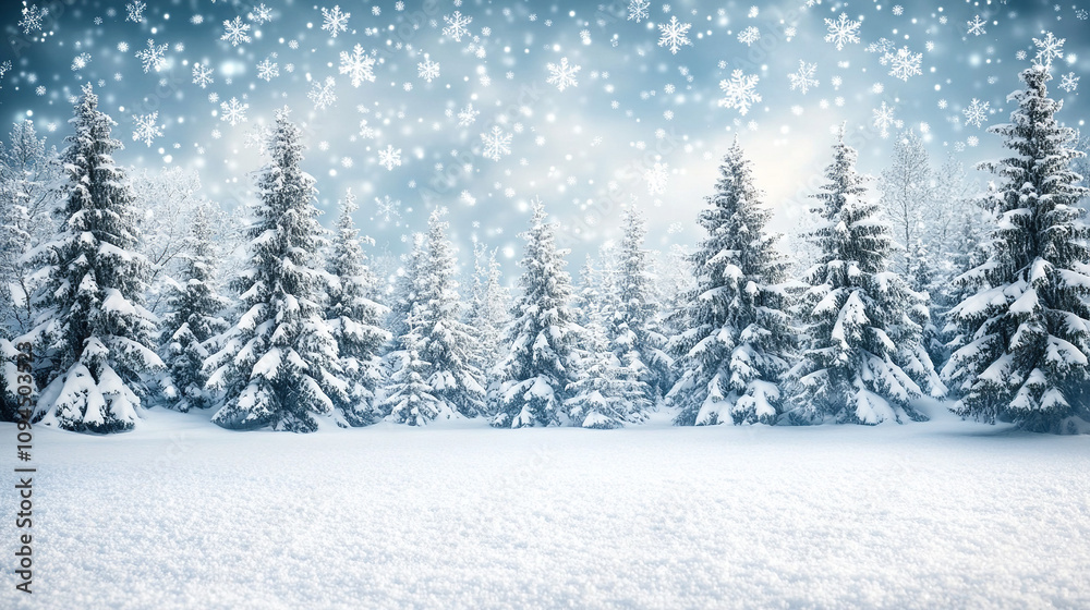 Blurred snowflakes falling in the sky with a dreamy pastel background, wide panorama for Christmas and New Year concepts, soft focus winter landscape with bokeh forest. Blurred snowflakes falling in the sky with a dreamy pastel background, wide panorama for Christmas and New Year concepts, soft focus winter landscape with bokeh forest.