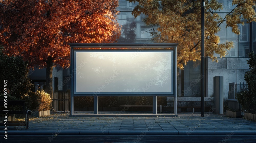 Bus stop advertising mockup with a large blank billboard for design customization Bus stop advertising mockup with a large blank billboard for design customization