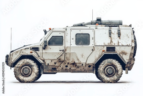 Armored Truck Isolated. Modern White Delivery Vehicle on the Road