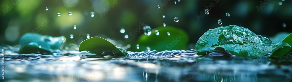 Raindrops fall gently on lush green leaves, creating a tranquil atmosphere and capturing the beauty of nature in vibrant detail. Raindrops fall gently on lush green leaves, creating a tranquil atmosphere and capturing the beauty of nature in vibrant detail.