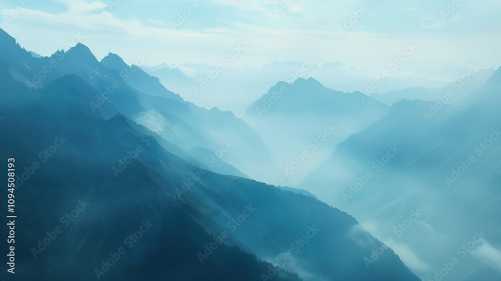 Tranquil Mist Rolling Over Blue Mountain Peaks Tranquil Mist Rolling Over Blue Mountain Peaks