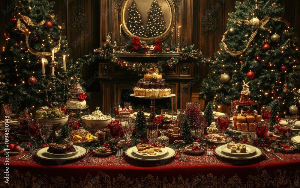 Obraz premium table on christmas background 