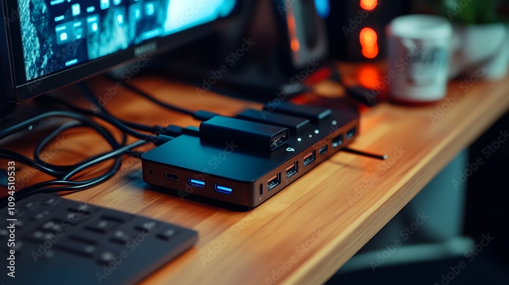 Naklejka premium Multi-port USB hub with fast charging capability