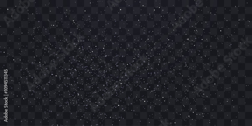 Stary night sky horizontal background. Night sky with stars png. Bright particles falling with star. Glittering particles on a transparent background. Light with flares