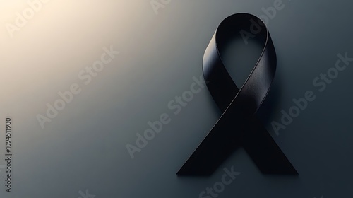 A minimalist black awareness ribbon, sleek and strong, set against a gradient gray background awareness day photo