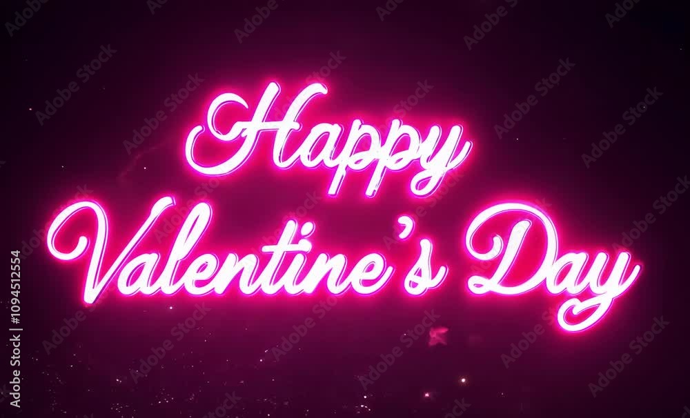 Happy Valentine Day Celebration with Neon Lights in Bright Pink Atmosphere Happy Valentine Day Celebration with Neon Lights in Bright Pink Atmosphere