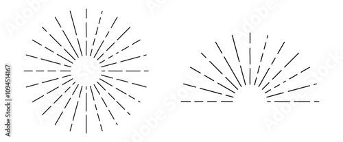 Linear radial sunburst design, and half circle sunburst or starburst