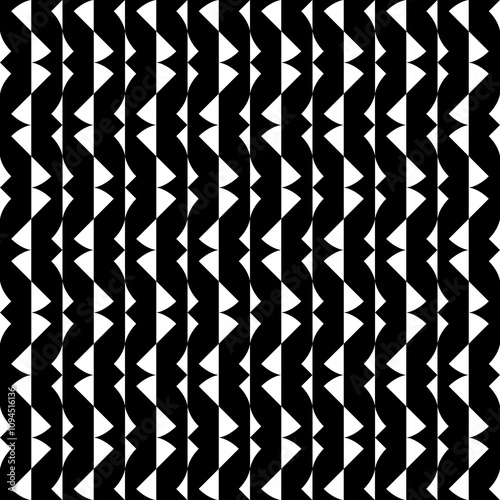 Seamless pattern with geometric motifs in black and white