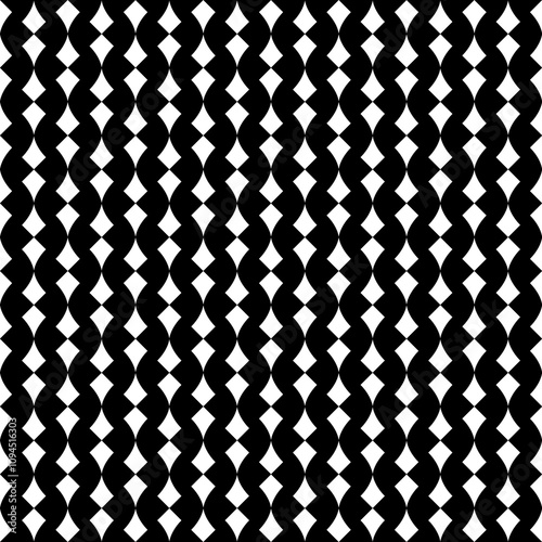 Seamless pattern with geometric motifs in black and white