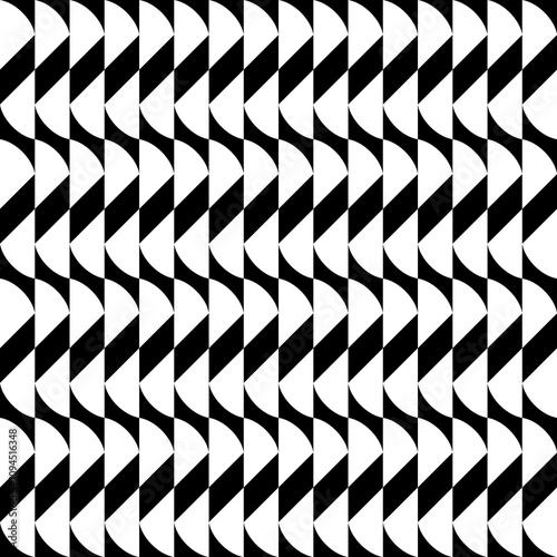 Seamless pattern with geometric motifs in black and white