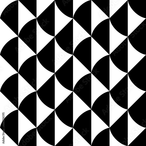 Seamless pattern with geometric motifs in black and white