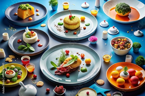 Captivating Food Photography Featuring 3D Chat Bubbles with Delectable Dishes and Vibrant Ingredients for Engaging Culinary Conversations in a Modern Dining Setting