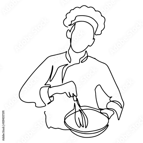 Professional Chef Decoration Vector Line Art Graphic Design