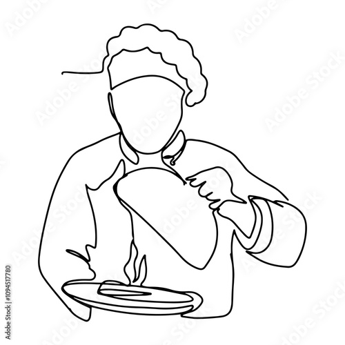 Professional Chef Decoration Vector Line Art Graphic Design