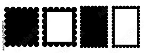 set of cloud brutal frame. Brutal modern contemporary border rectangle. Brutal modern contemporary primitive elements.