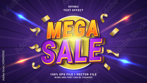 editable 3d mega sale  text effect.typhography logo