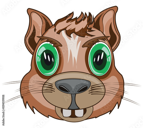Portrait of the rodent gopher on white background is insulated