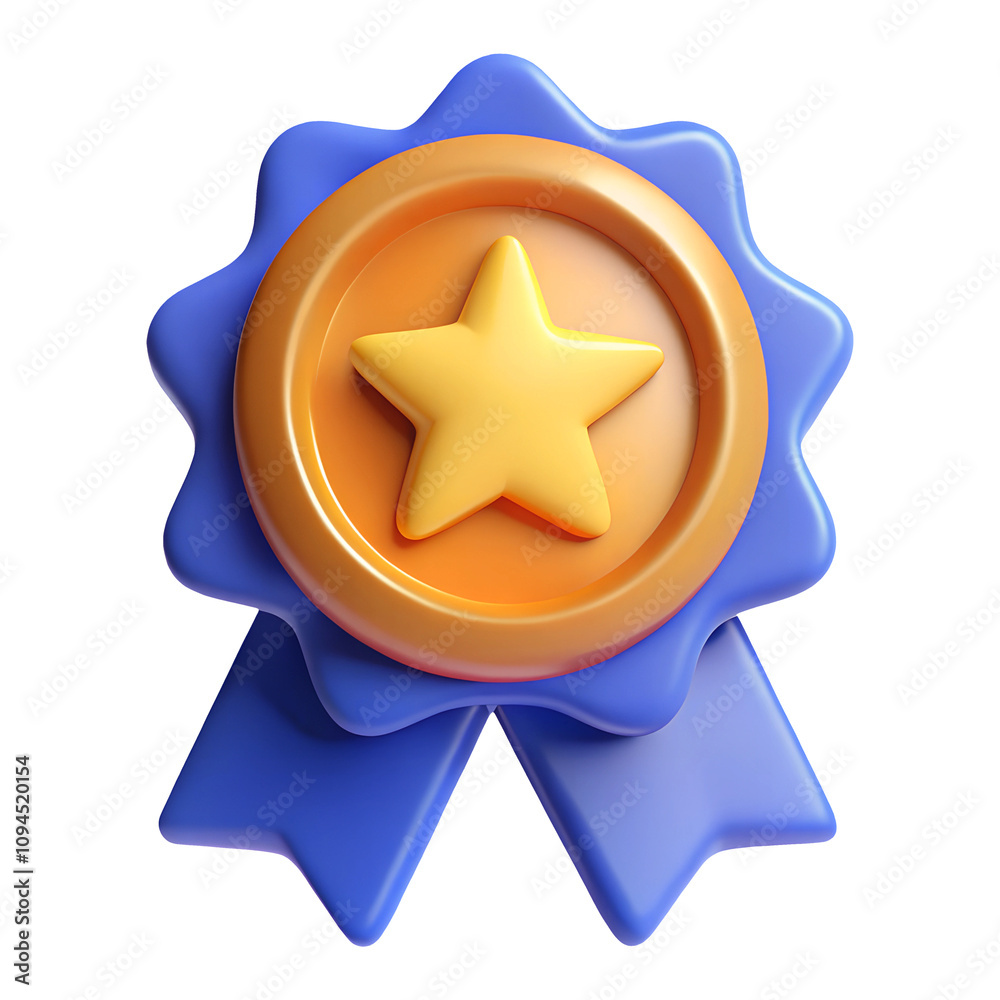 Winner award icon. medal with star and ribbon 3d render icon in cartoon plastic style minimal isolated on transparent white background, clipping path Winner award icon. medal with star and ribbon 3d render icon in cartoon plastic style minimal isolated on transparent white background, clipping path