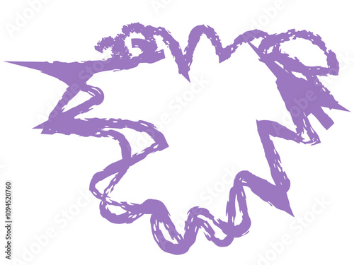 Colorful crayon scribble, squiggle and hand drawn  shape, abstract illustration